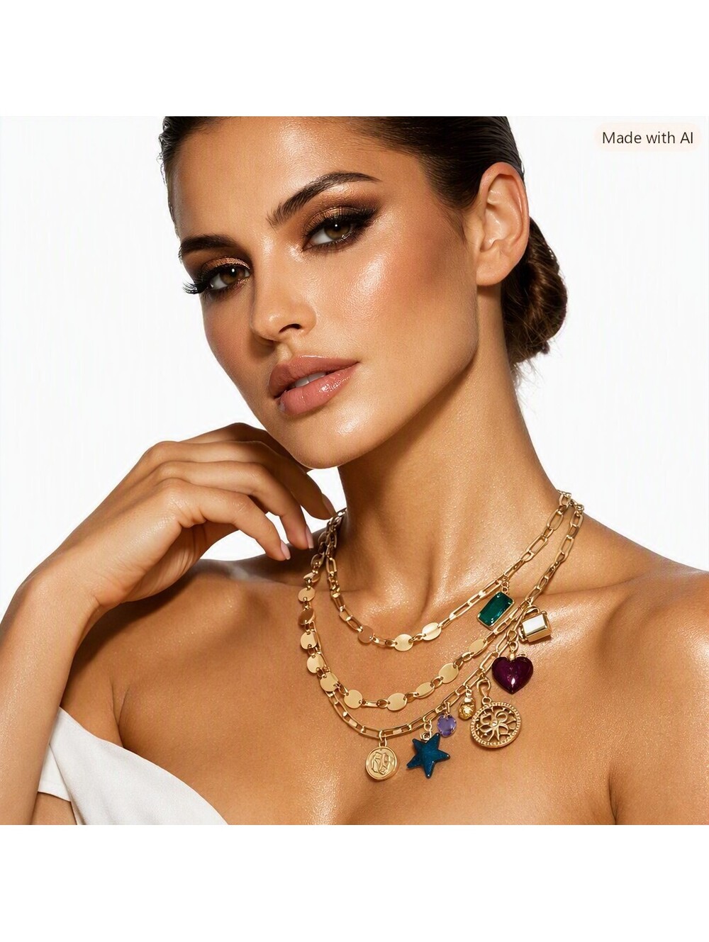 Kendra Scott Frankie Convertible Gold Crystal Charm Necklace in Multi Mix